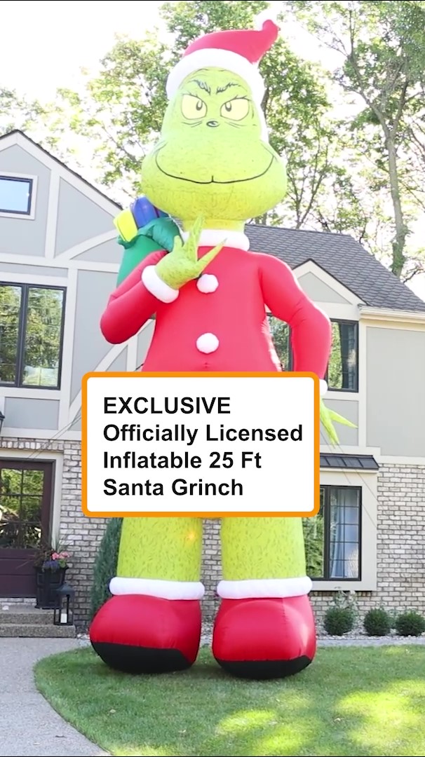 Make your holiday season feel extra grand with this giant 25-Foot Inflatable Grinch Santa Decoration. It’s the perfect way to bring festive cheer (and a touch of mischief) to your lawn!